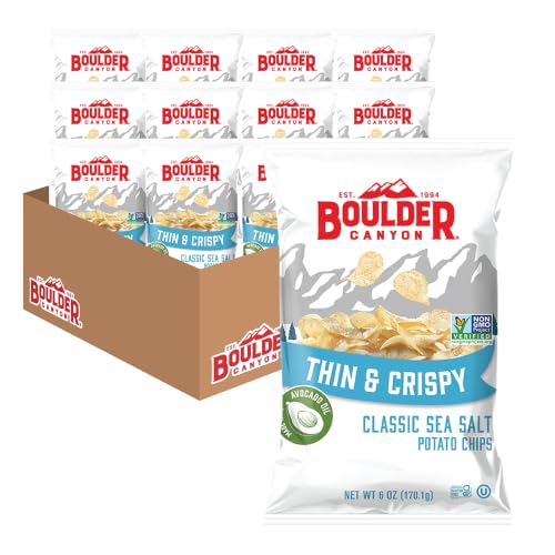 Image of Boulder Canyon Thin & Crispy Classic Sea Salt Potato Chips, 6 OZ (Pack of 12)