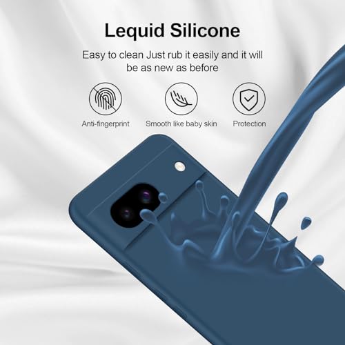 GiiYoon Silicone Case Compatible with Google Pixel 8A, Full Body Silky Soft Touch Phone Case with Camera Protection, Shockproof Cover with Microfiber Lining, Blue by GiiYoon - Image 4