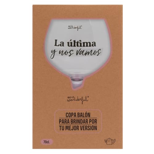 Miniatura 4 de Mr. Wonderful - Copa De Balón - La Última Y Nos Vamos - Copa De Balón Con Mensaje - Realizada En Vidrio - Capacidad: 70 Cl.