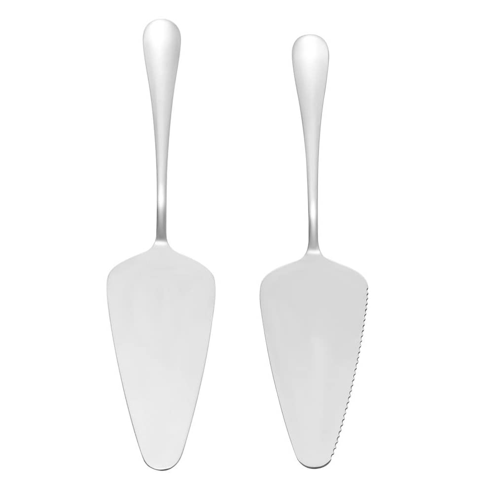 2pcs Silver Pie Servers, Stainless Steel Serrated Edge Cake Server Blade Cutter Pie Pizza Shovel for Celebration Party Wedding Home