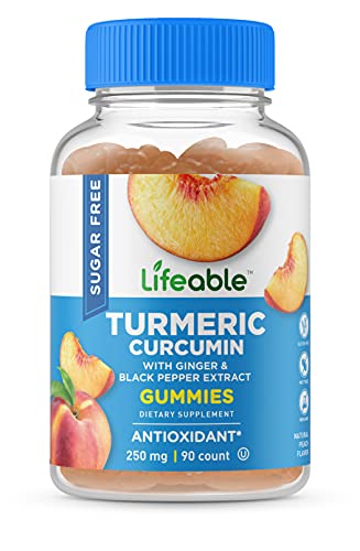 Lifeable Sugar Free Turmeric and Ginger â€“ with Black Pepper Extract â€“ 250 mg â€“ Great Tasting Natural Flavor Gummy Supplement â€“ Gluten Free Chewable â€“ Reduce Inflammation â€“ for Adults â€“ 90 Gummies