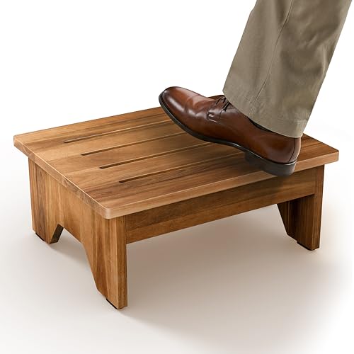 TINAMO 6.5” Acacia Wood Step Stool, Small Step Stool - 500LBS Weight Capacity Bed Steps for High Beds for Adults - Wood Step Stool, Wooden Stools for Outdoor - for All Ages, No Assembly Required by Tinamo - Used condition - US$30.50