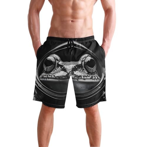 Cool Frog Black White Men's Swim Trunks Quick-Dry Bathing Suit Swimming Board Shorts S