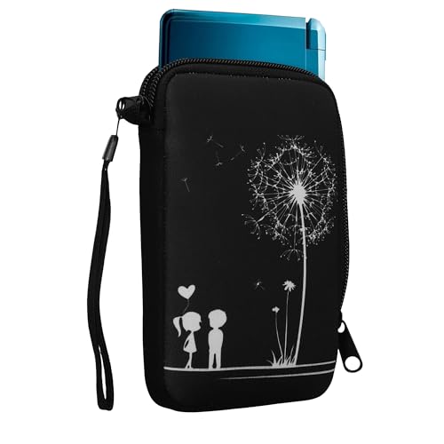 Image of kwmobile Carrying Case Compatible with Nintendo 3DS XL - Console Pouch with Zipper and Design - Dandelion Love White /Black