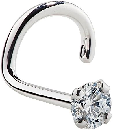 FreshTrends I1-1.5mm (0.015 ct. tw) Diamond 14K White Gold Nose Ring Twist Screw - 18G
