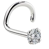 FreshTrends I1-1.5mm (0.015 ct. tw) Diamond 14K White Gold Nose Ring Twist Screw - 18G