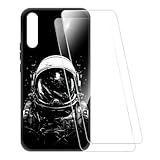 ESACMOT Bedruckte Hülle + 2 Glas Schutzfolie Kompatibel mit Huawei Honor Magic 2, Stoßfeste Weiche Cover & HD Klare Tempered Glass Folie (Astronaut)