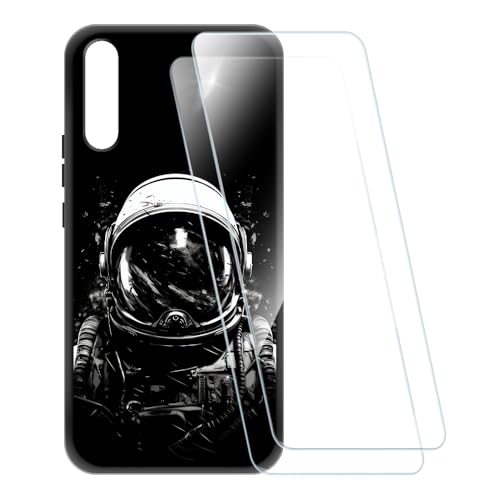 ESACMOT Bedruckte Hülle + 2 Glas Schutzfolie Kompatibel mit Huawei Honor Magic 2, Stoßfeste Weiche Cover & HD Klare Tempered Glass Folie (Astronaut)