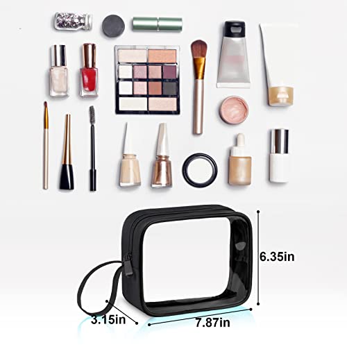 Lermende Clear Makeup Bag, 3 Pcs Travel Makeup Pouch Tsa Approved Carry On Airport Security Liquids Bags Premium Soft And Thick Pvc Cosmetic Bag Clear Travel Toiletry Bag With Hand Strap #TOP1