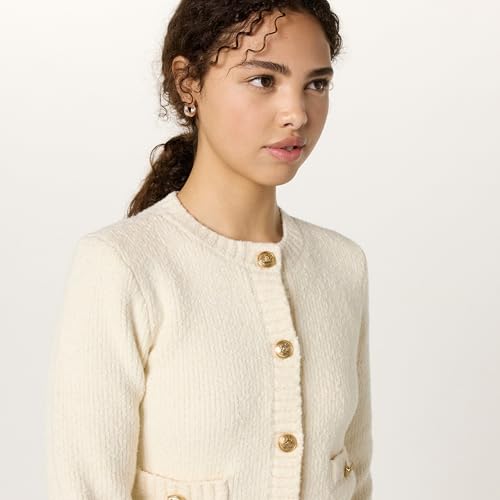 Image of The Drop Womens Janice Gold Button Fitted Sweater Cardigan