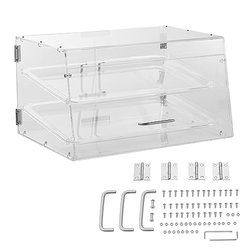 VEVOR Pastry Display Case, 2-Tier Commercial Countertop Bakery Display Case, Acrylic Display Box with Rear Door Access & Removable Shelves, Keep Fresh for Donut Bagels Cake Cookie, 20.7"x13.2"x11.9" by VEVOR - Image 9