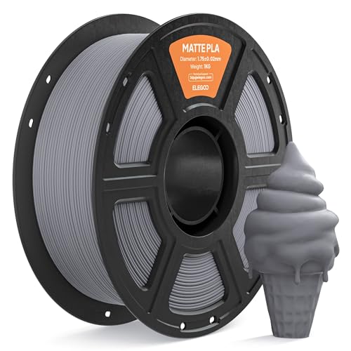 ELEGOO Matte PLA 3D Printer Filament 1.75mm Slate Grey 1KG, Matte Finish