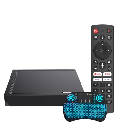CHROX Android 14.0 TV Box, 2025 4K 8K wifi6 1000m Ethernet Smart Box para TV BT5.0 USB 3.0 HDR10+ 2.4G 5.8G Dual WiFi Realtek1325 Octa norlejada con Mini Teclado inalámbrico,4gb+64gb