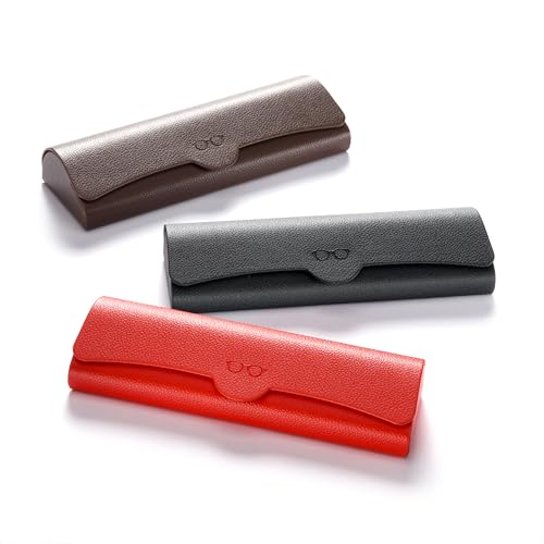 FEFI Wysokiej jakości etui na okulary Hardcase ze sztucznej skóry z zapięciem magnetycznym – eleganckie wzornictwo, klasyczne i nowoczesne, na okulary korekcyjne, okulary do czytania i okulary