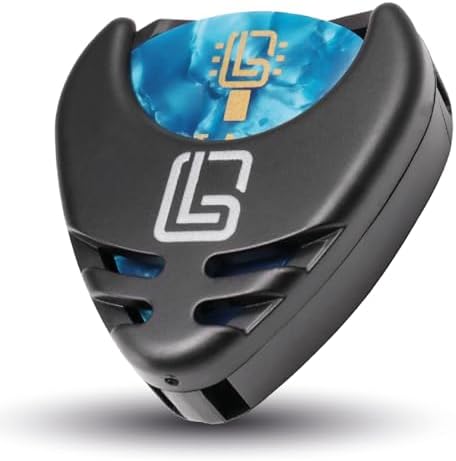 Guitar Pick Holder with 10 mixed picks by Guitar Lab | Celluloid Plectrums for electric, bass, guitar or ukulele | Pick Storage Accessories | 10 picks 0.46mm, 0.71mm and 0.96mm