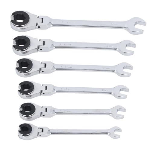 Zoeyilan Ratcheting Wrench Set 6Pcs 10-17mm Metric Flex Head 72 Teeth Gear Open End for Air Conditioning Tubing