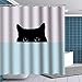 BTTY Shower Curtain Cute Cat Decoration Polyester Bathroom Curtain for Bathroom Stall and Bathtubs Peeping Black Cat Shower Curtain Sets Blue and Pink With Hooks Funny Cat Bathroom Decor 70x70 Inches