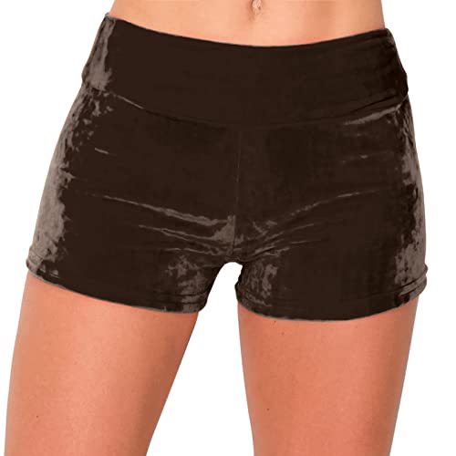 Image of ALWAYS Velvet Shorts - High Waist Stretch Velour Mini Shorts for Dance, Yoga, Casual Wear