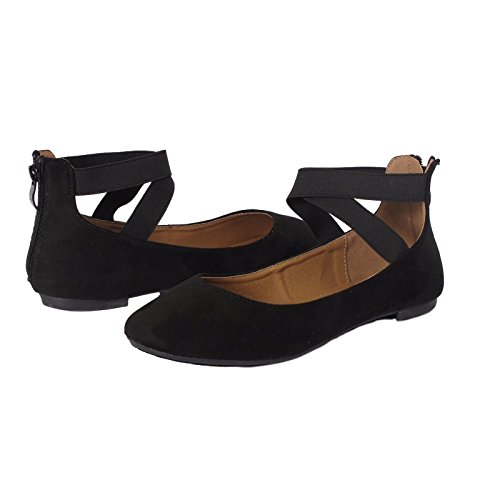 Women's Classic Glitter Ballerina Flats with Elastic Crossing Straps Casual Yoga Ballet Slip On Loafer Shoes - Image 3
