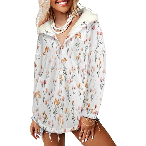 Sweat a capuche oversize fleurs sauvages pour vos balades d'hiver
