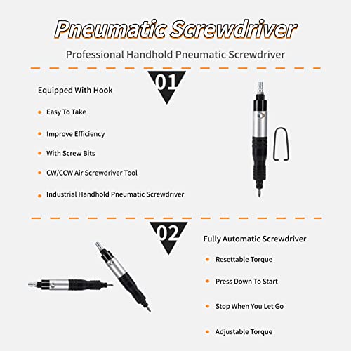 Liccx LICCXF5MGX6S4GT Industrial Pneumatic Screwdriver,Professional Handhold Pneumatic Screwdriver,Lightweight Portable Pneumatic Screwdriver,1200Rpm Cw/Ccw Air Screwdriver Tool,For Fastening And Dismantling Of Screws. thumb #2