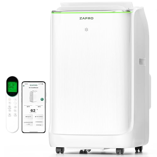 ZAFRO Smart Inverter Portable Air Conditioners, 14000 BTU (10000 BTU SACC) Dual Hose Portable AC Unit with Energy Saving/Ultra Quiet(42dB)/Drainage-free Cooling/APP/Remote for Multi-Scenario Use