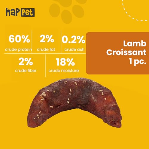HAPPET Hundegröße - Croissant mit Lamm 12 cm - 1 Stück - natürlicher Zahnbeißring aus Lammfleisch und Rindleder, gesunder Snack zur Unterstützung der Zahnhygiene