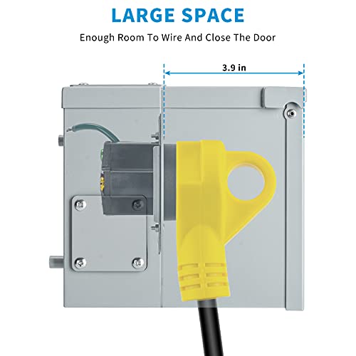 50 Amp Rv Power Outlet Box, 125/250 Volt Nema 14-50R Rv Receptacle, Enclosed Weatherproof Lockable Outdoor Electrical Panel Outlet For Rv Camper Travel Trailer Electric Car #TOP2