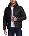 33,000ft Herren Leichte Steppjacke Outdoor Wasserbeständige Übergangsjacke Warme Winterjacke für Männer, Kapuze Wintermäntel Pufferjacke Verstaubar Schwarz L