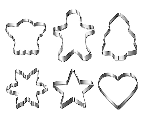 Christmas Cookie Cutter Set - 18 Piece Gingerbread Man, Snowflake, Tree, Heart, Star, Angel Shapes for Holiday Winter Baking