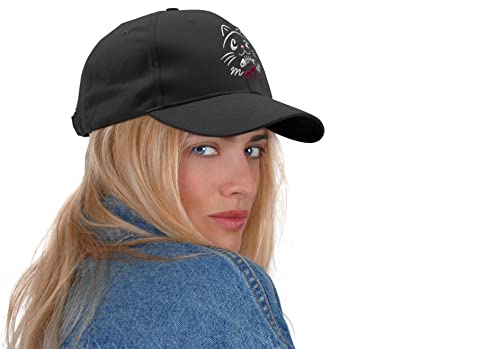Womens Baseball Caps Adjustable,Cat Mom Hats For Women Cute Embroidered Hat,Cat Gifts For Cat Lovers Black #TOP2