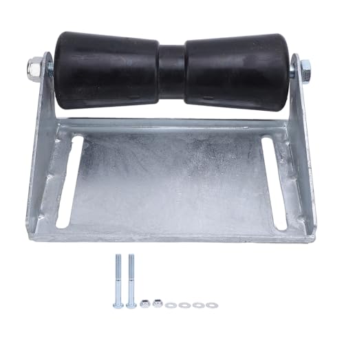 Tissting 8inch 10inch 12inch Boat Trailer Roller with Bracket, Heavy Duty Effort Saving Galvanized Steel Rubber Keel Roller Assembly Kit for Boat Easy Water (8inch)