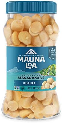 Mauna Loa Unsalted Roasted Macadamia Nuts, 6 oz Jar