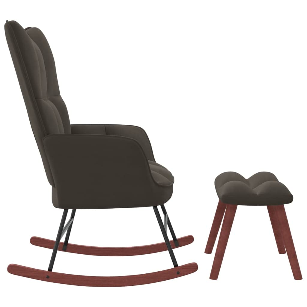 Sillón mecedora con reposapiés verde oscuro de terciopelo, mecedora de interior, sillón balancín rocking sofa apto para salón, dormitorio, balcón