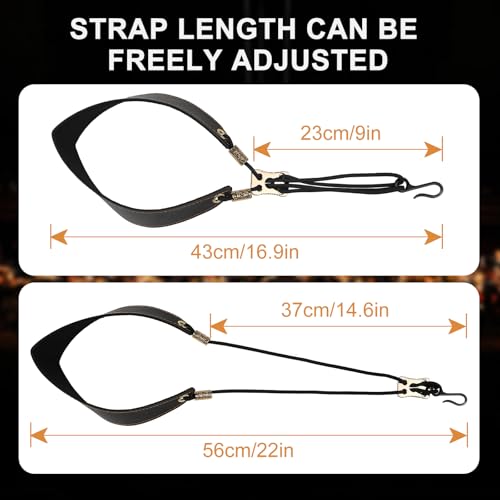 KUWAN Bass Clarinet Neck Strap, B-flat tuning clarinet strap, Double-chamber tube shouler strap, Single shoulder saxophone strap for Adults and children (clarinet and Sax strap-black) - Thumbnail 2