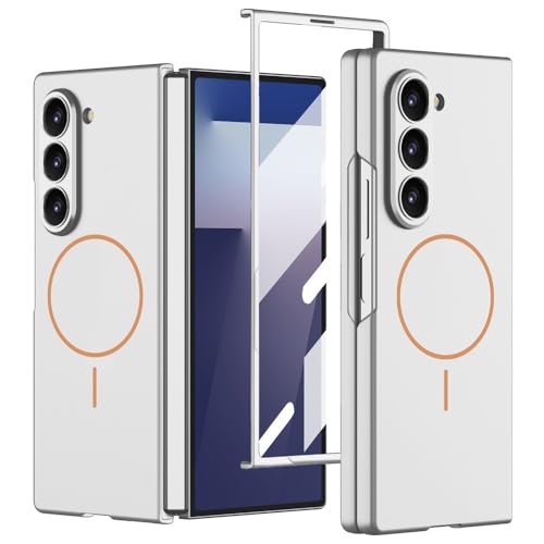 Image of TechTrendz Magnetic Cover [Compatible with MagSafe] for Samsung Galaxy Z Fold 7 Case Slim Hard PC + Tempered Glass Protective Phone Case for Galaxy Z fold 7 Back Cover - Silver