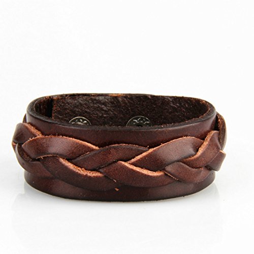 GelConnie Leather Cuff Bracelet Punk Braided Bracelets Rock Leather Wristbands Faux Mens Leather Bracelet Gothic Viking Bangle Adjustable Wrap Bracelet for Women,Men