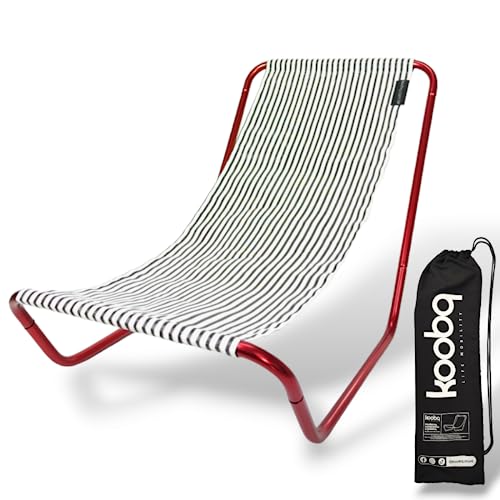 KOOBQ Cadeira Portátil de Alumínio Anodizado para Praia, Camping, Trilha e Pesca, Ultraleve e Compacta com Bolsa de Transporte, Vermelho, Branco e Preto
