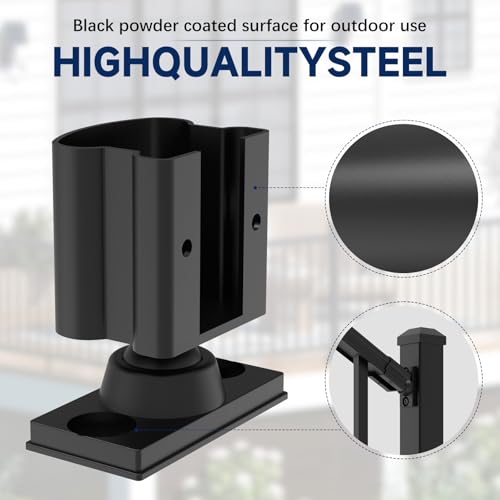 Image of Egadis 4 Pack Aluminum Adjustable Railing Bracket with Stair Foot, Deck Railing Bracket Connector, Black Textured AAMA 2604 Powder-Coat Finish Modular Rail System(Universal Brackets)