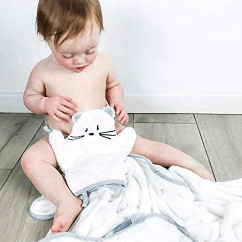 Tutti Bimbi Certified Organic Bamboo Hooded Baby Bath Towel. Premium Soft and Thick Set with Mitten. Hypoallergenic, Best for Sensitive Baby Skin. Extra Large for Newborn to 5 Years