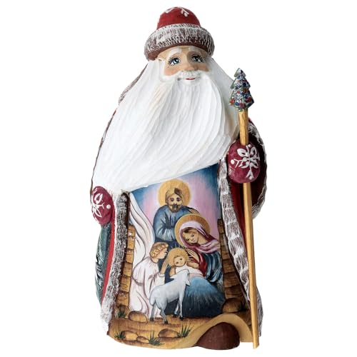 Holyart Grandfather Frost 22 cm Red Nativity Carved Wood
