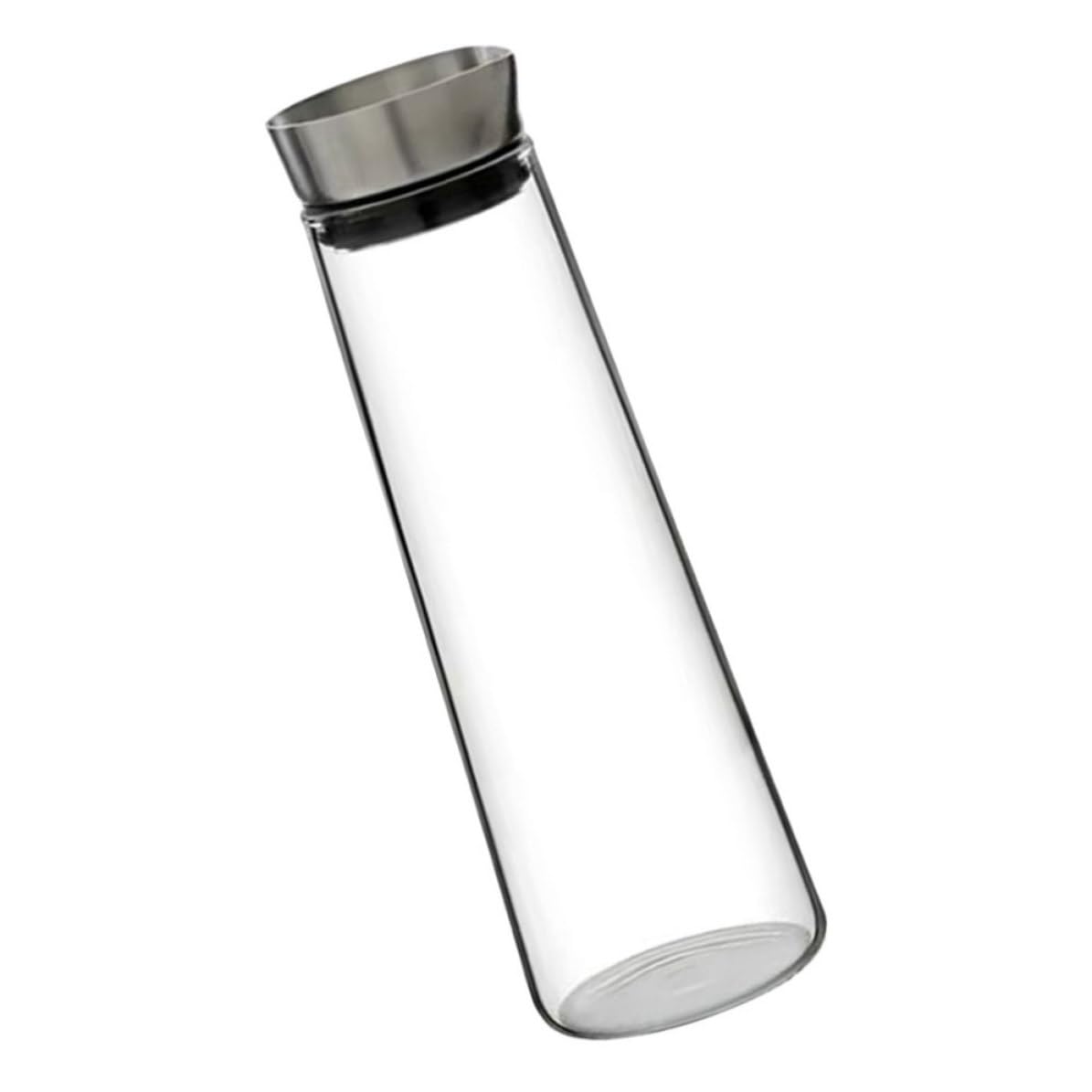 Jarra de Vidrio de Borosilicato Tapa de Acero Inoxidable 1l para Agua Fría Capacidad Grande y Diseño Elegante para Uso en Reuniones y Sala