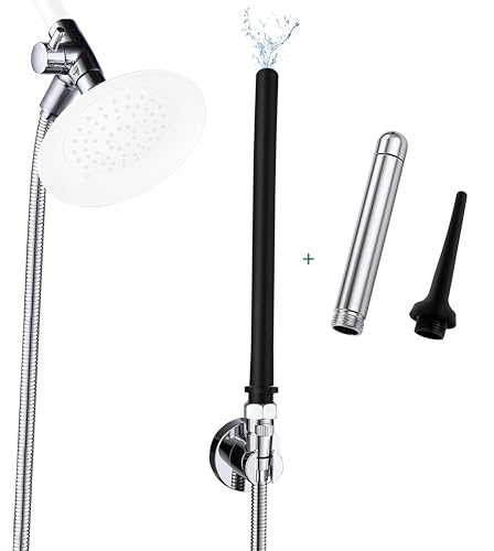 Shower Enema System with Water Control Valve 100 Inches Hose Silicone Nozzles Enema Attachment for Men and Women Portable Cleaning Enema Nozzle Kit Cleaner