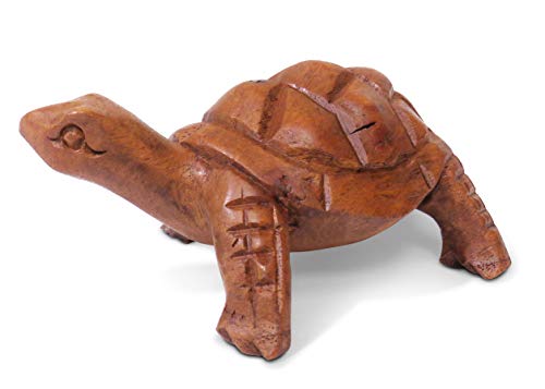 Purity Style Tortue en bois issu du commerce équitable sculptée à la main 10 cm x 6 cm x 4 cm.