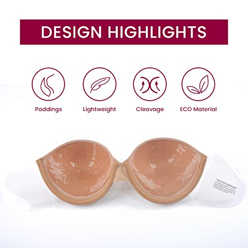 JOATEAY Adhesive Bra Backless Strapless Sticky Push Up Reusable Invisible Lift Padded Non-Slip4