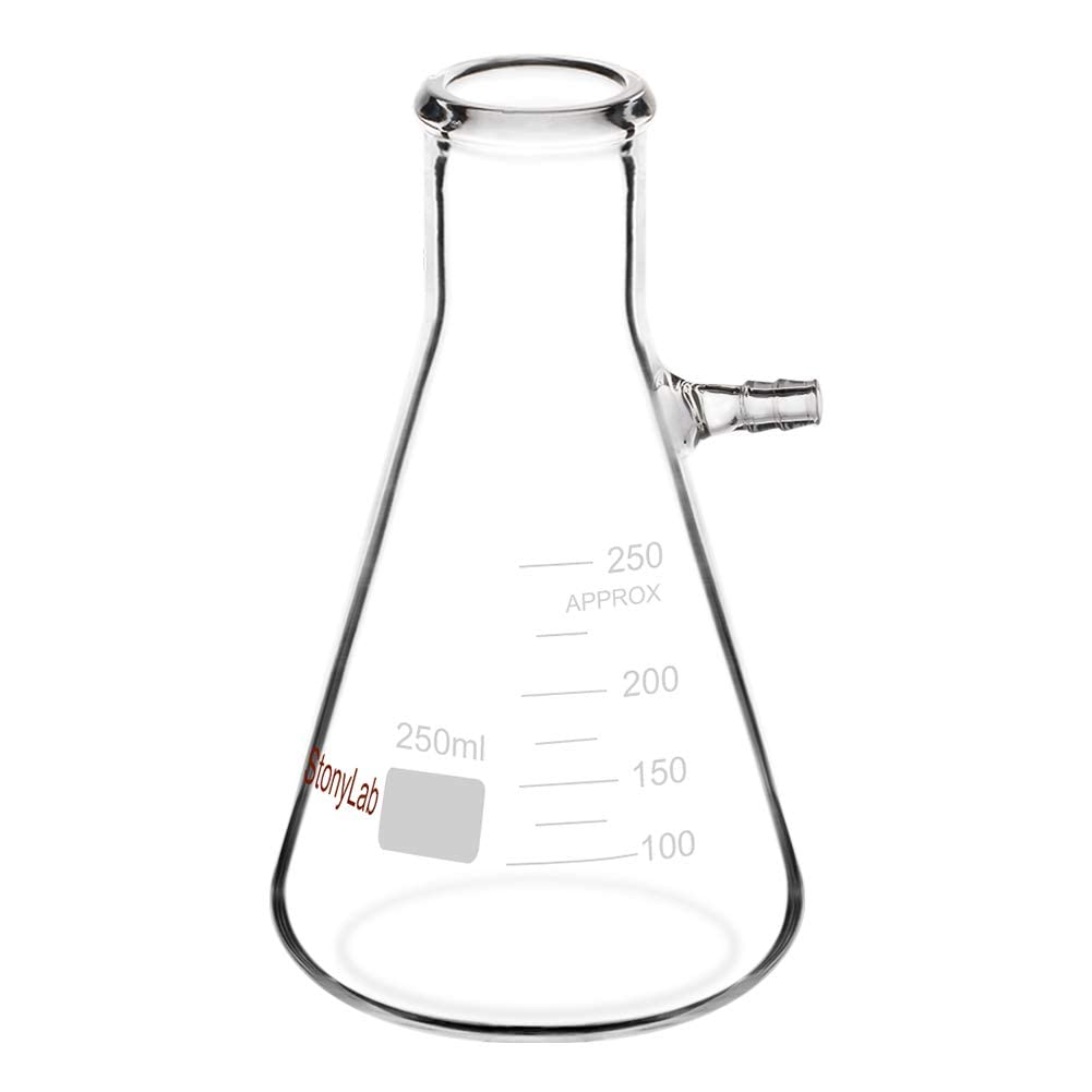 Salco Glass 500ml Heavy Wall Borosilicate Glass Filtering Flask, Bolt Neck with Tubulation, (Pack of 1)