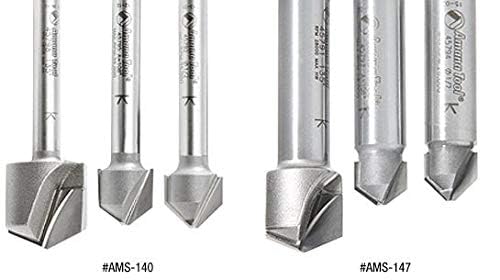 Image of Amana Tool - AMS-140 3-Pc. Carbide Tipped V-Groove 90, 108 & 135 Angles For Doubl