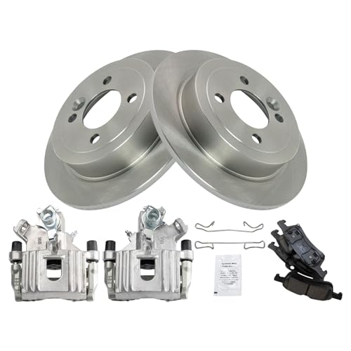 Image of TRQ Rear Brake Pad and Rotor Set Ceramic Rotors Calipers | For 2003-2006 Mini Cooper