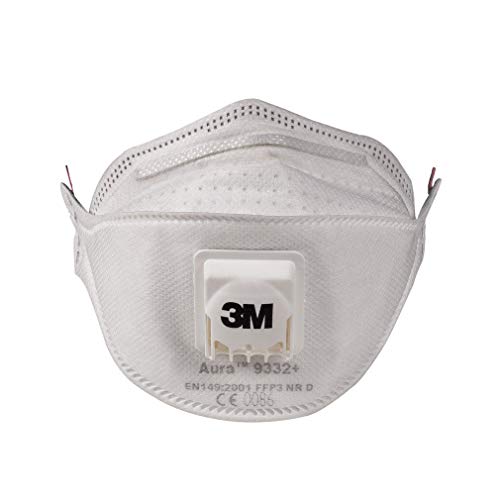 Image of 3M Aura Disposable Respirator 9332A+, FFP3, Non Woven Fabric, Flat Fold Mask, Elastic Headband Anti Air Pollution Respirator (Pack of 20)