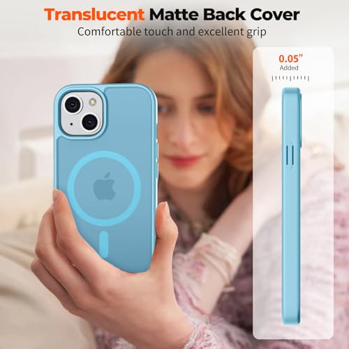zapica Magnetic for iPhone 13 Case & iPhone 14 Case, [Compatible with MagSafe] [Military Grade Drop Protection] Translucent Matte Shockproof Anti-Scratch Phone Cover, Light Blue by zapica - Used condition - Image 7